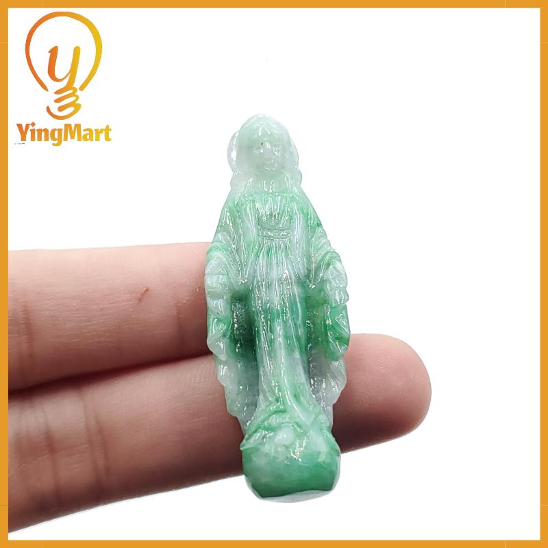 Yingmart Jesus Jade 100% Natural Carved Pendant Genuine Jadeite Real Jade Grade A Type A Statue of Blessed Mother Jadeite, Good Luck