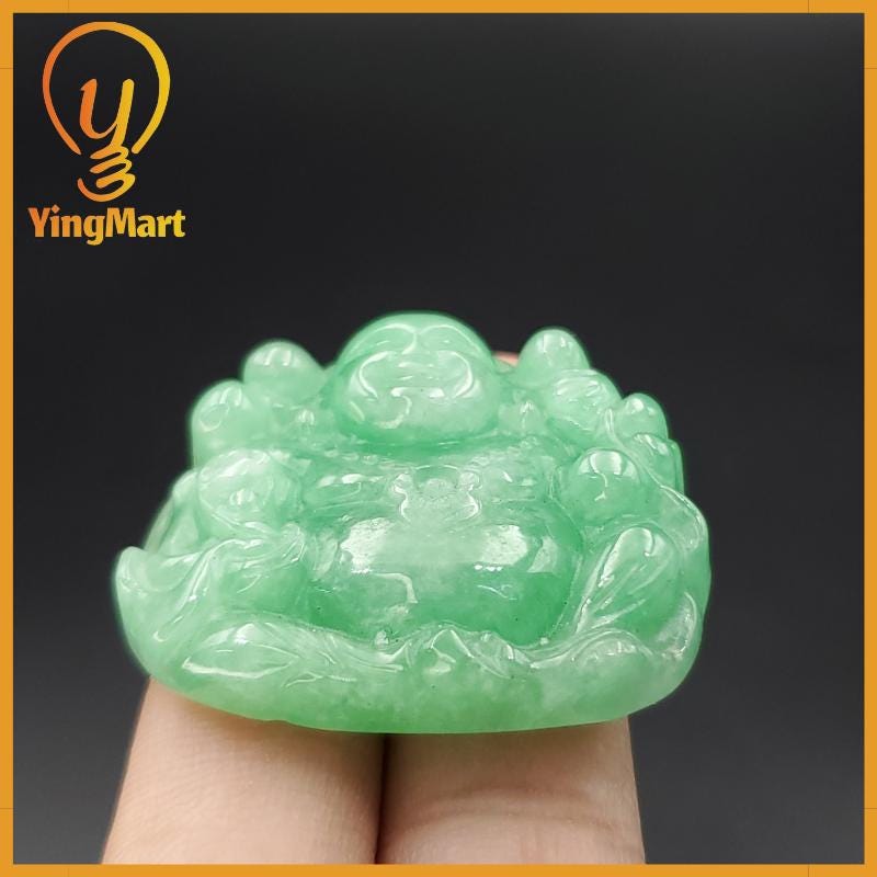 Yingmart Buddha Jade Pendant 100% Genuine Jadeite Real Jade Hand Carved Statue of Buddha Jadeite, Protection, Good Luck