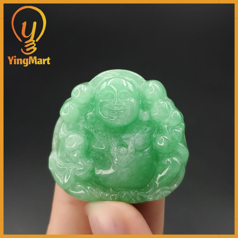 Yingmart Buddha Jade Pendant 100% Genuine Jadeite Real Jade Hand Carved Statue of Buddha Jadeite, Protection, Good Luck