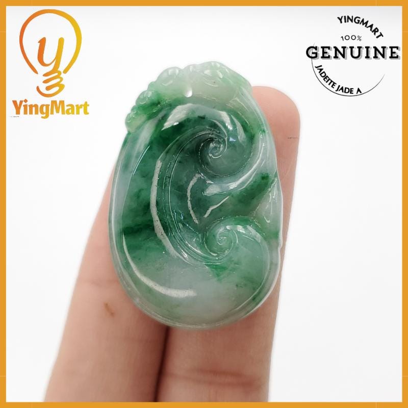 Yingmart Ruyi Jade Pendant  Genuine Jadeite Real Jade Type A Grade A Hand Carved