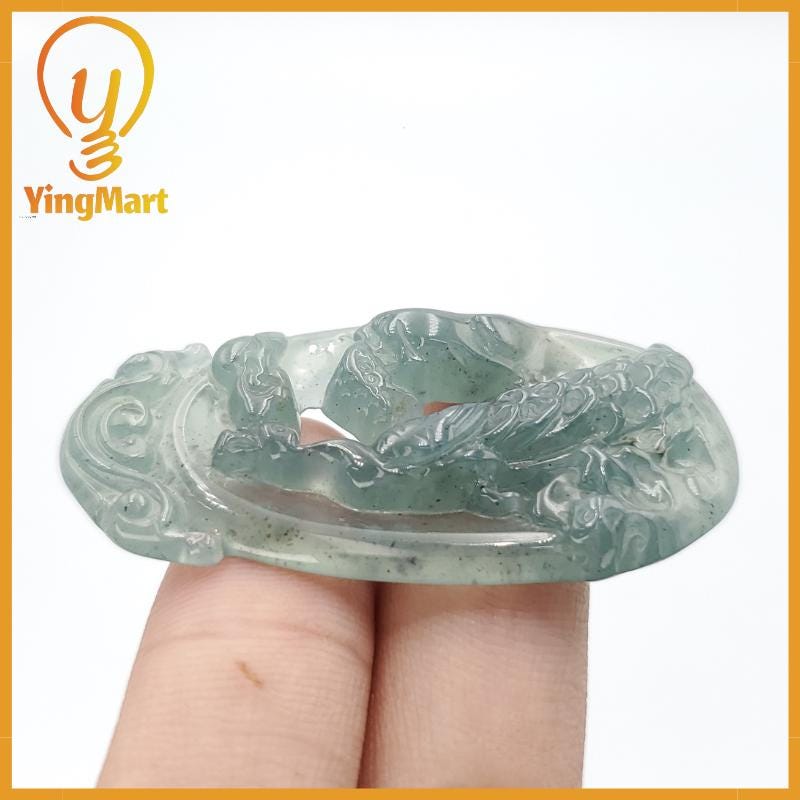 Yingmart Peacock Pendant 100% Natural  Genuine Jadeite Real Jade Type A Grade A Hand Carved