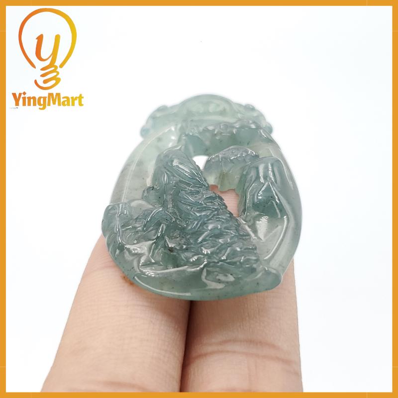 Yingmart Peacock Pendant 100% Natural  Genuine Jadeite Real Jade Type A Grade A Hand Carved