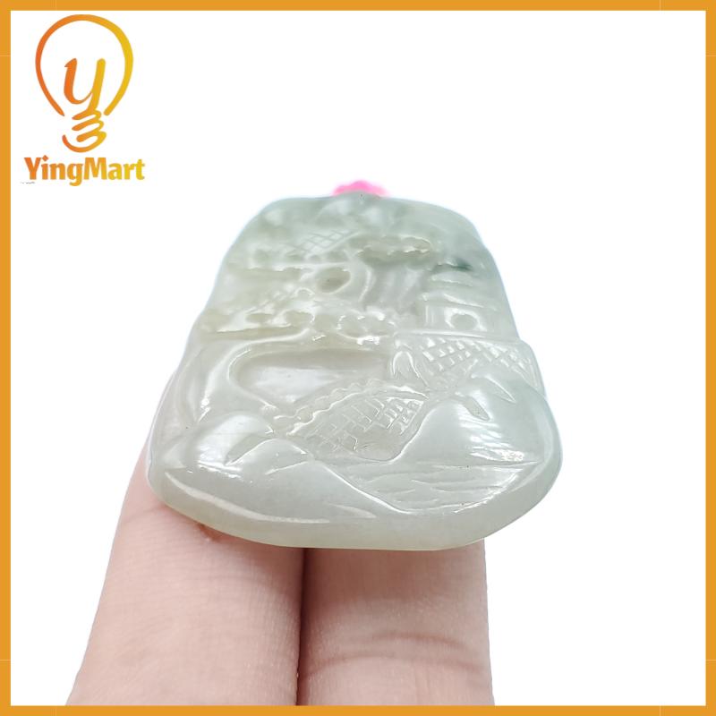 Yingmart  Landscape Pendant  Hand Carved 100% Genuine Jadeite Jade  Burmese Myanmar Real Jade Grade A Type A