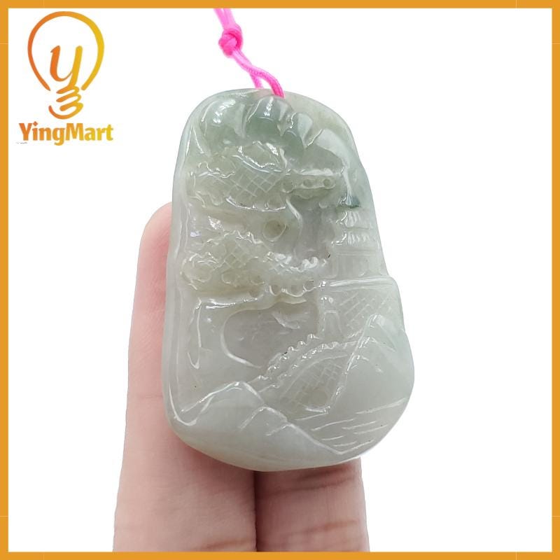 Yingmart  Landscape Pendant  Hand Carved 100% Genuine Jadeite Jade  Burmese Myanmar Real Jade Grade A Type A