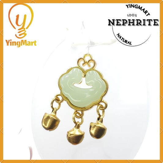 Yingmart 100% Natural  Nephrite One Piece Vintage Style Bell Tassel Pendant  Gemstone  Genuine Real Jade Type A Grade A Hand Carved