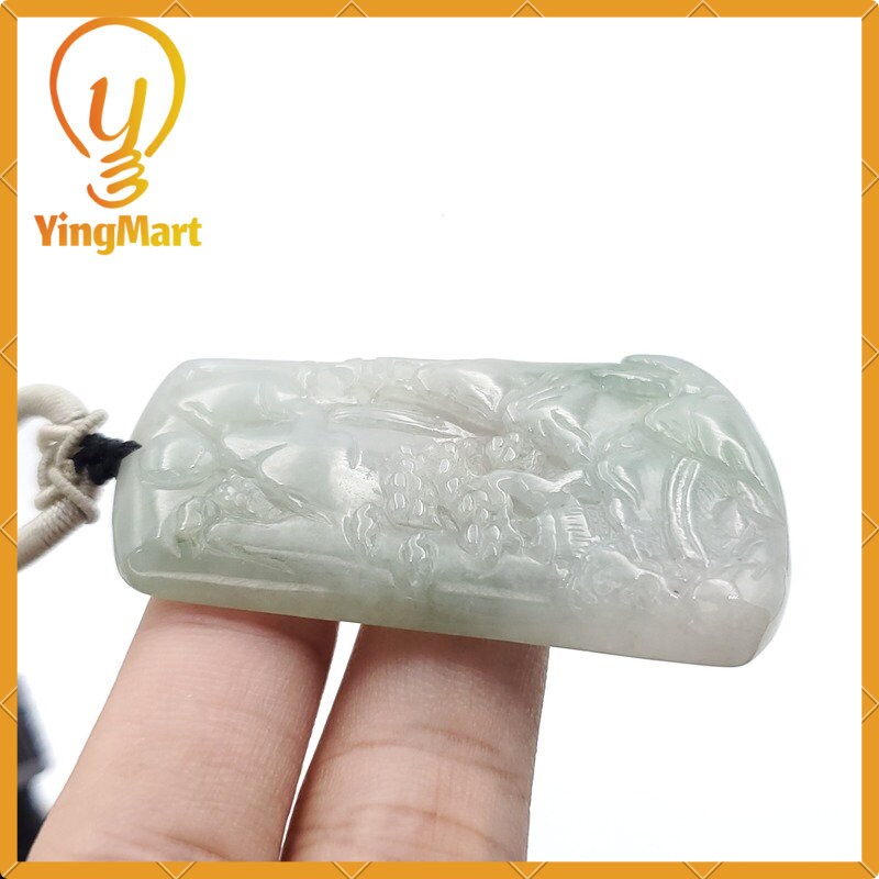 Yingmart 100% Jadeite Jade Pendant Carved Landscape   Burmese Myanmar Genuine Jadeite Real Jade Grade A Type A