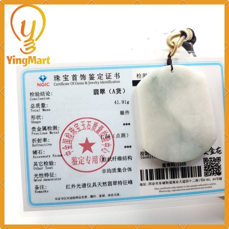 Yingmart 100% Natural Jade Pendant Burmese Myanmar Genuine Jadeite Real Jade Grade A Type A