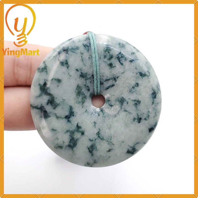 Yingmart  100% Natural Burma Jade Donut Pendant, Genuine MyanmarJadeite Real Jade Grade A Type A Hand Craved