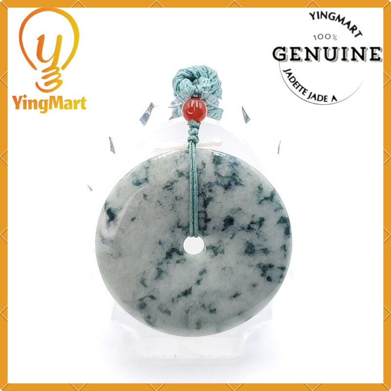 Yingmart  100% Natural Burma Jade Donut Pendant, Genuine MyanmarJadeite Real Jade Grade A Type A Hand Craved