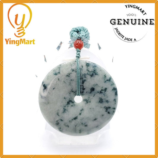 Yingmart  100% Natural Burma Jade Donut Pendant, Genuine MyanmarJadeite Real Jade Grade A Type A Hand Craved