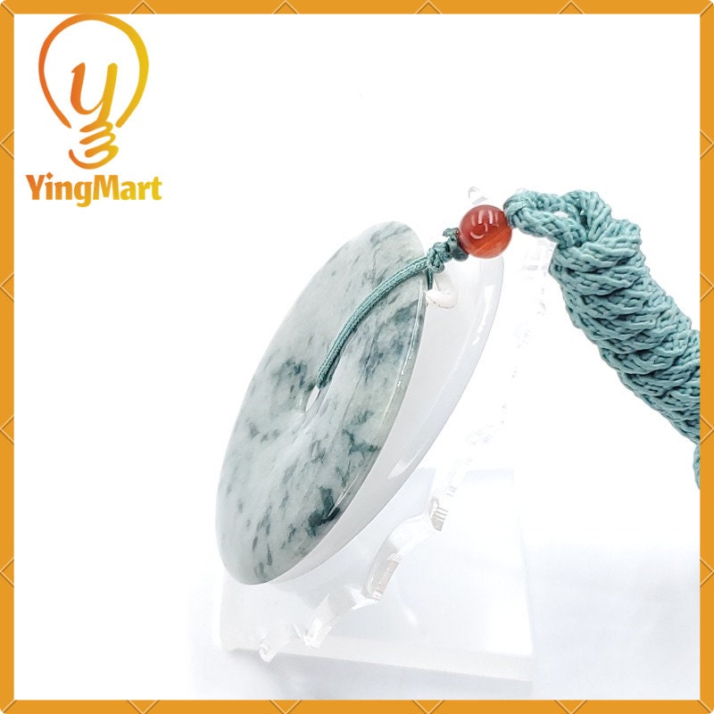 Yingmart  100% Natural Burma Jade Donut Pendant, Genuine MyanmarJadeite Real Jade Grade A Type A Hand Craved