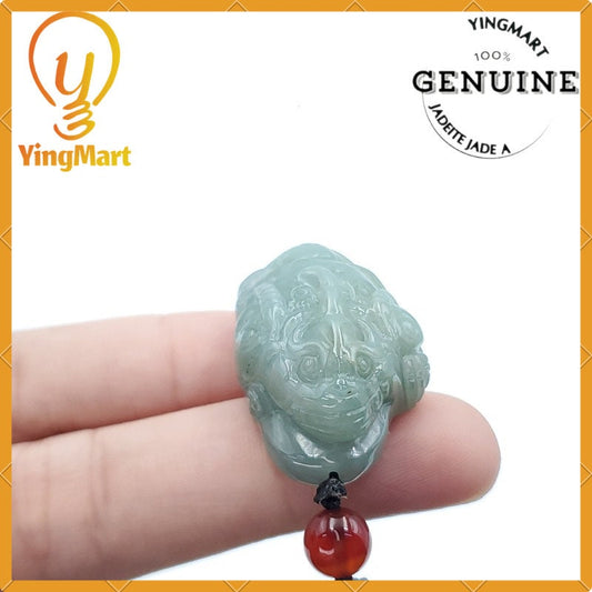 Yingmart  Fortune Pixiu Pendant 100% Natural  Burmese Myanmar Genuine Jadeite Real Jade Grade A Type A Hand Carved