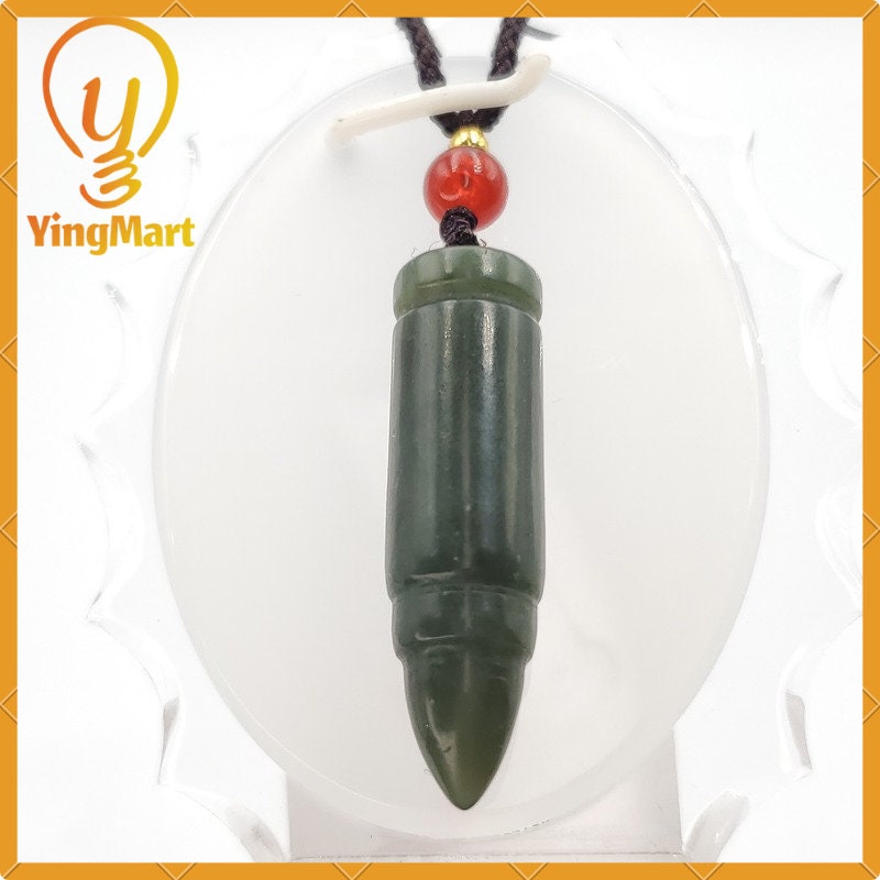 Yingmart Natural 100% Nephrite Rectangular Smooth Pendant Hand Carved  Burmese Myanmar Genuine Real Jade Grade A Type A
