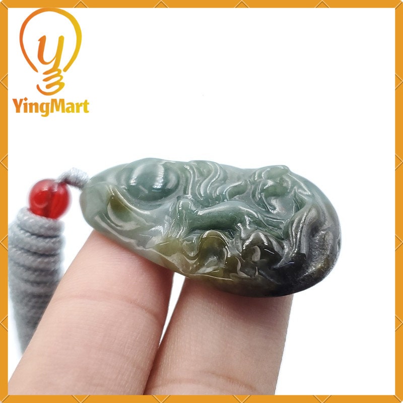 Yingmart 100% Genuine Jadeite Jade Marble Deer Pendant Hand Carved Burmese Myanmar Natural  Real Jade Grade A Type A