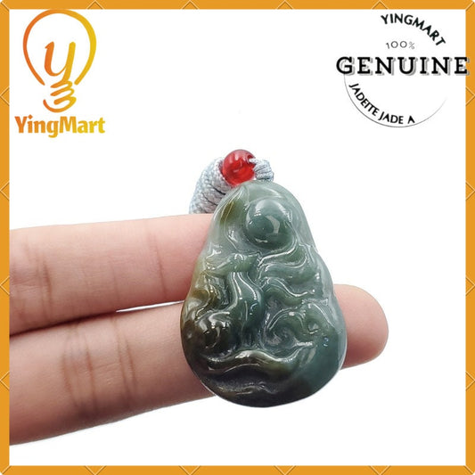 Yingmart 100% Genuine Jadeite Jade Marble Deer Pendant Hand Carved Burmese Myanmar Natural  Real Jade Grade A Type A