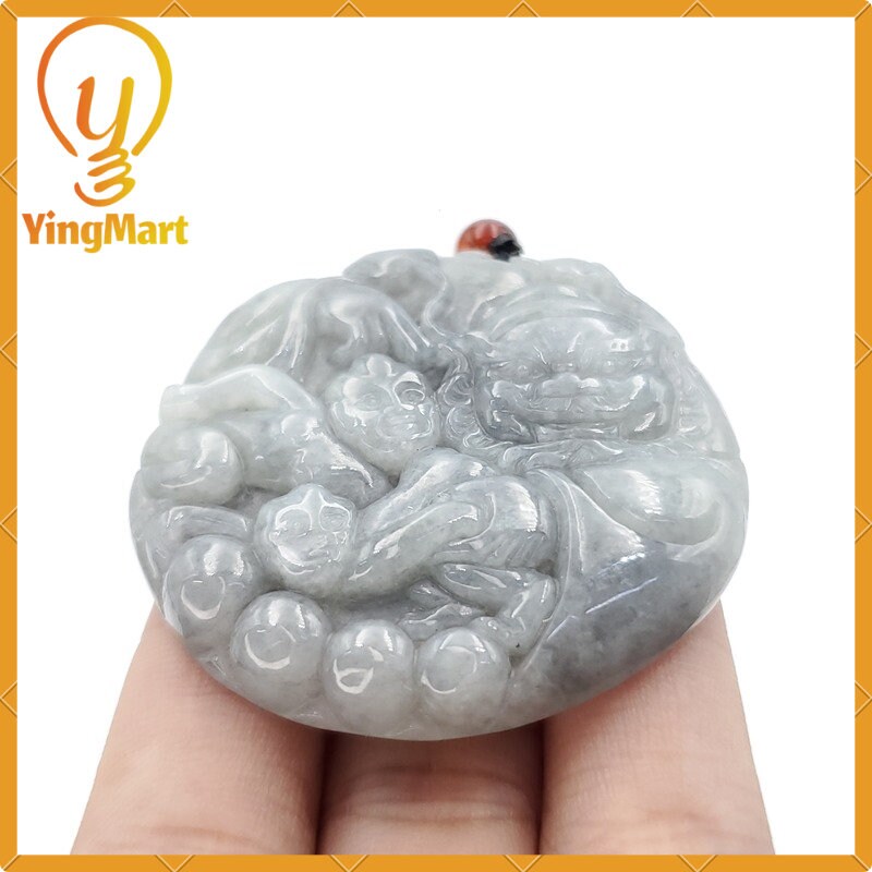 Yingmart Round Jade Pendant 100% natural Burmese Myanmar Genuine Jadeite Real Jade Grade A Type A Hand Carved