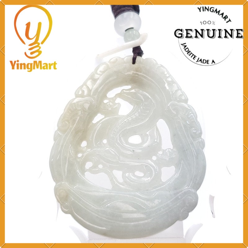 Yingmart Jade Zodiac Snake 100% Natural Jade Pendant  Burmese Myanmar Genuine Jadeite Real Jade Grade A Type A Hand Carved