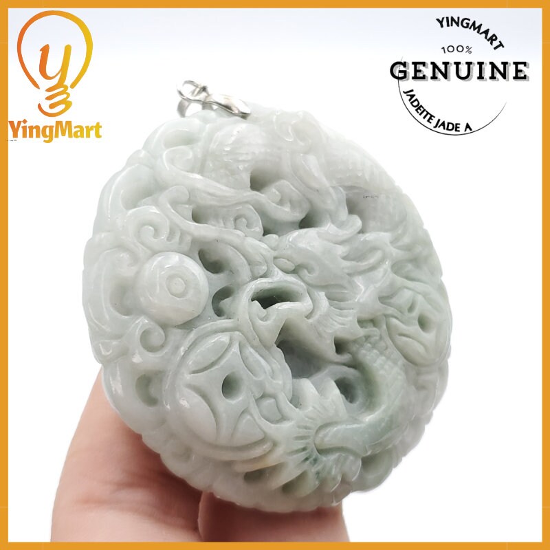 Yingmart Jade Dragon and Phoenix Jade Pendant Genuine Jadeite Real Jade Type A Grade A Hand Carved