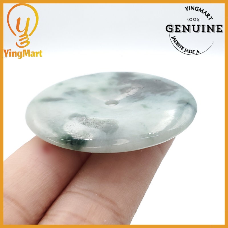 Yingmart Donut Jade Pendant 100% Genuine Jadeite Real Jade Type A Grade A Type A Hand Carved