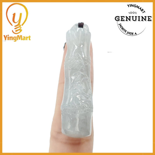Yingmart 100% Natural Genuine Jadeite Type A Jadeite Bamboo Pendant Real Jade Type A Grade A Hand Carved