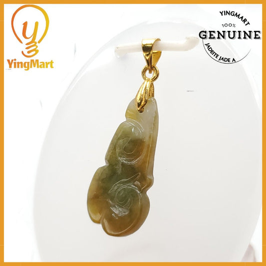 Yingmart Ruyi Jade Pendant 100% Genuine Jadeite Real Jade Type A Grade A Hand Carved