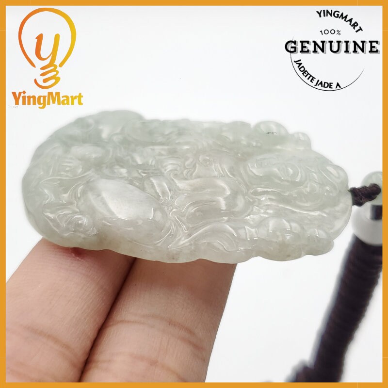 Yingmart Translucent Guan Yin Pendant Genuine Jadeite Real Jade Type A Grade A Hand Carved