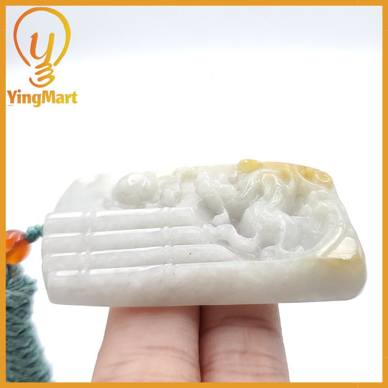 Yingmart Dragon Genuine Jadeite Jade Pendant  Real Jade Type A Grade A Hand Carved