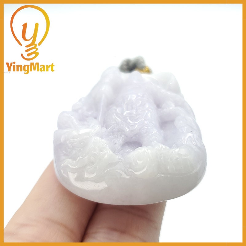 Yingmart Translucent Guan Gong Jade Pendant Genuine Jadeite Real Jade Type A Grade A Hand Carved