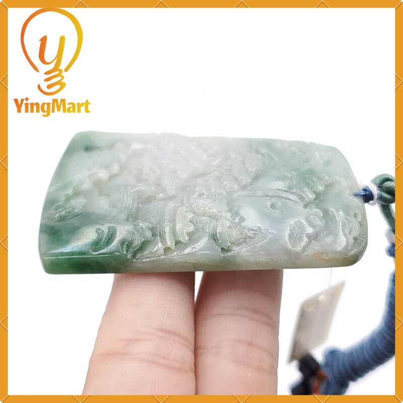 Yingmart Landscape Pendant  Hand Carved 100% Genuine Jadeite Jade  Burmese Myanmar Real Jade Grade A Type A