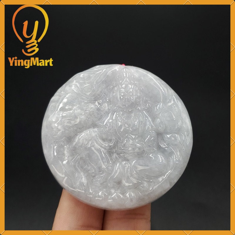 Yingmart 100% Natural Myanmar Jade Buddha Guan Yin Pendant Genuine Jadeite Real Jade Type A Grade A Type A Hand Carved