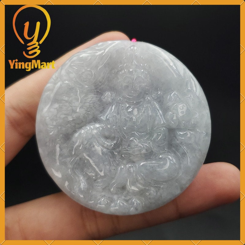 Yingmart 100% Natural Myanmar Jade Buddha Guan Yin Pendant Genuine Jadeite Real Jade Type A Grade A Type A Hand Carved