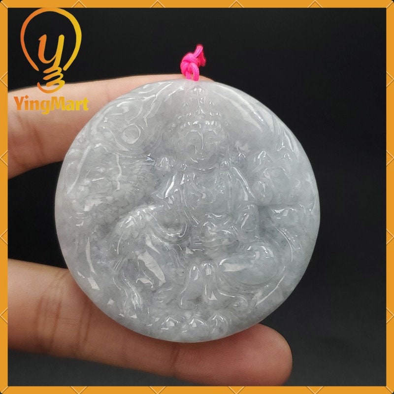 Yingmart 100% Natural Myanmar Jade Buddha Guan Yin Pendant Genuine Jadeite Real Jade Type A Grade A Type A Hand Carved