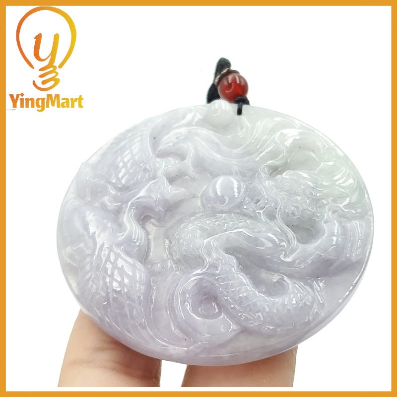Yingmart Translucent Dragon, Phoenix Jade Pendant  Genuine Jadeite Real Jade Type A Grade A Hand Carved