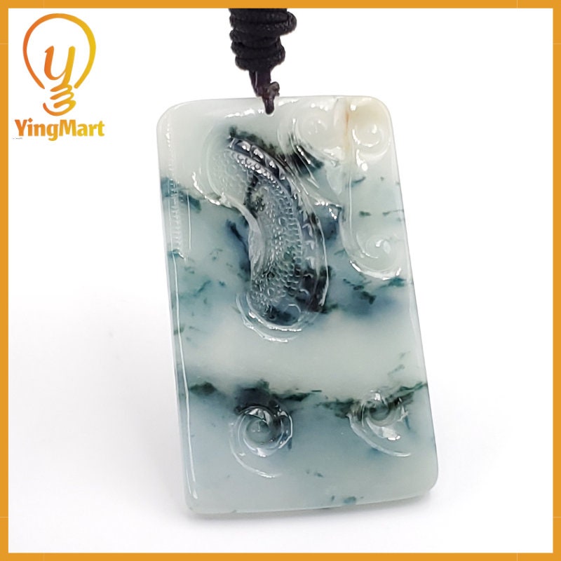 Yingmart Jade Dragon Necklace 100% Natural Genuine Jadeite Real Jade Type A Grade A Type A Hand Carved