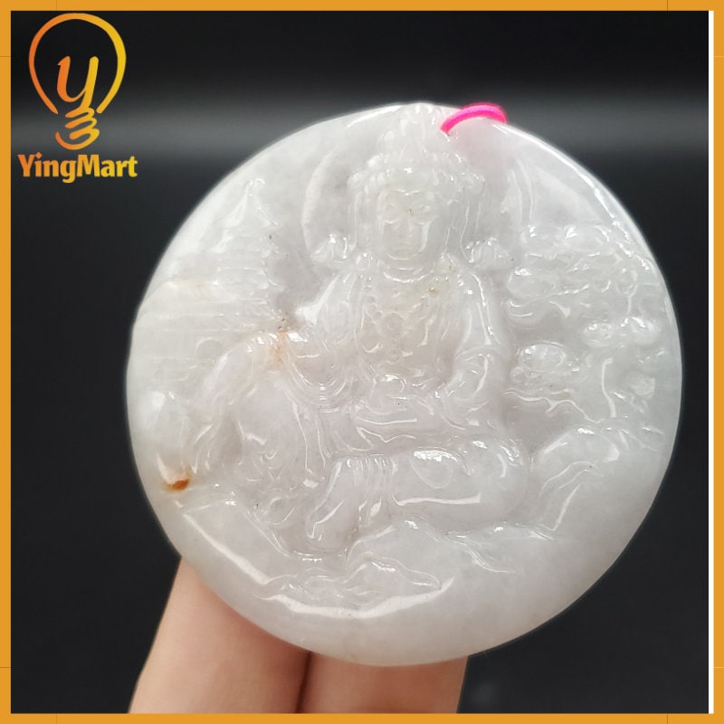 Yingmart 100% Natural Myanmar Jade Buddha Guan Yin Pendant Genuine Jadeite Real Jade Type A Grade A Type A Hand Carved