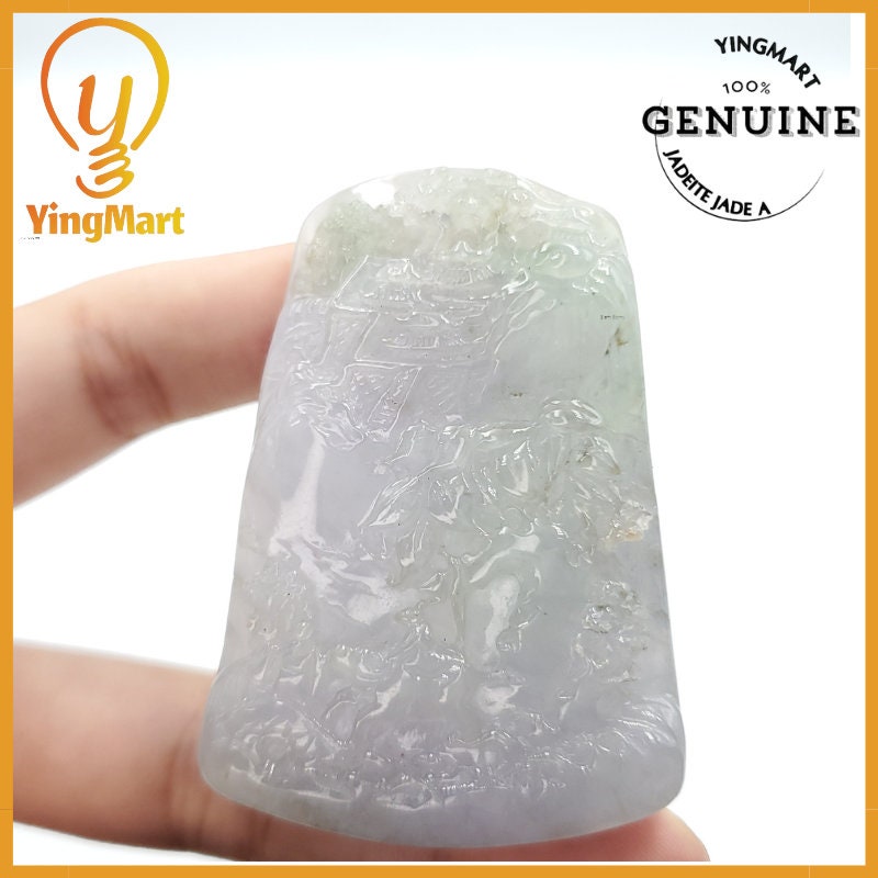 Yingmart  Hand Carved  Landscape Pendant  100% Genuine Jadeite Jade  Burmese Myanmar Real Jade Grade A Type A