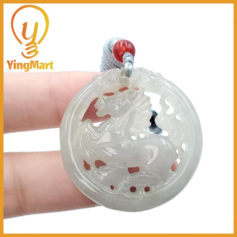 Natural Burmese Jadeite A Jade Pendant Horse Grade A Jadeite Hand Carved Protection, Good Luck