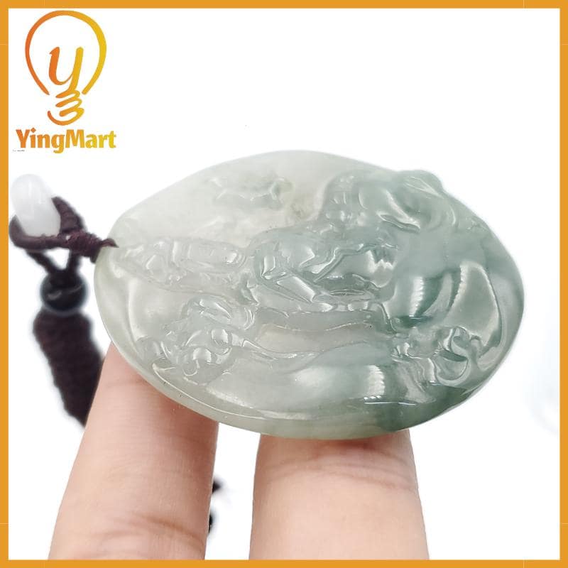 Jadeite Jade Manjushri Wisdom Buddha Bodhisattva Wen Shu Carved Pendant Protection, Good Luck