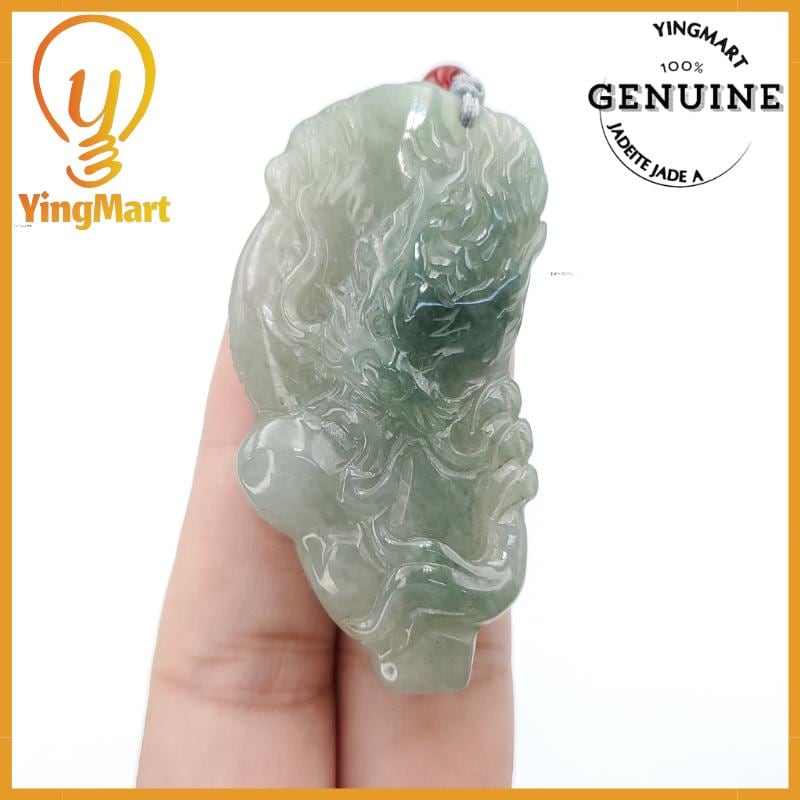 Yingmart  100% Natural Jade Dragon Pendant  Burmese Myanmar Genuine Jadeite Real Jade Grade A Type A Lucky pendant