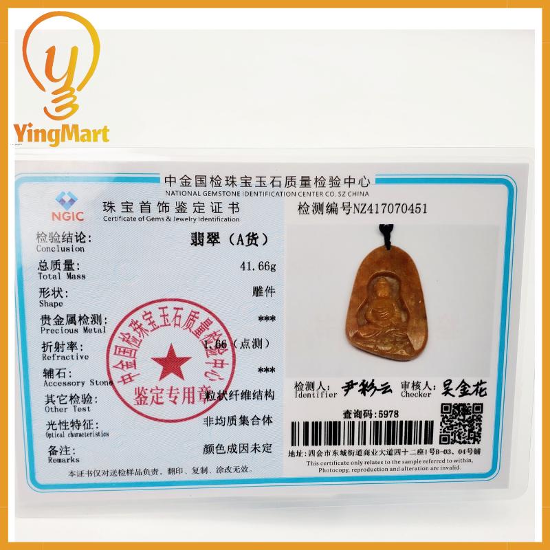 Yingmart Myanmar Jade Guan Yin Pendant Genuine Jadeite Jade  Burmese Myanmar Real Jade Grade A Type A  Hand Carved Lucky pendant