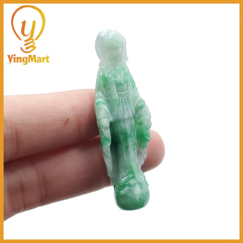 Yingmart Jesus Jade 100% Natural Carved Pendant Genuine Jadeite Real Jade Grade A Type A Statue of Blessed Mother Jadeite, Good Luck