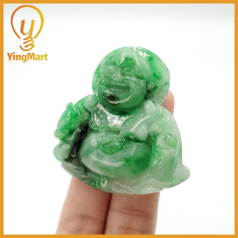 Yingmart Buddha Jade Pendant 100% Genuine Jadeite Real Jade Hand Carved Statue of Buddha Jadeite, Protection, Good Luck
