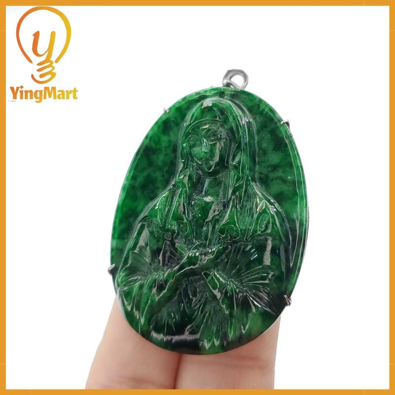 Yingmart  Jesus Jade 100% Natural Carved Pendant Genuine Jadeite Real Jade Grade A Type A With Metal Hook