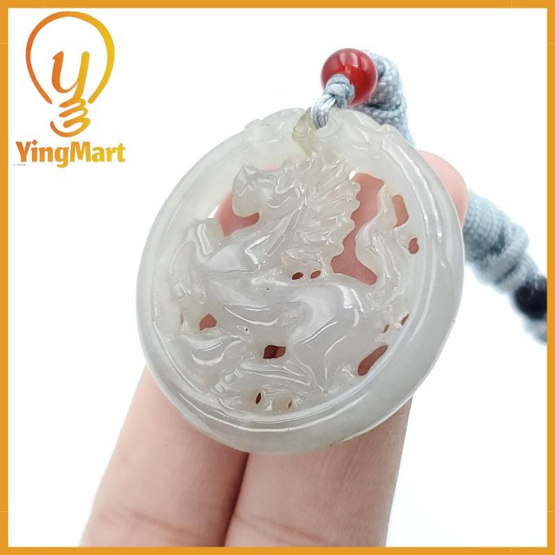 Natural Burmese Jadeite A Jade Pendant Horse Grade A Jadeite Hand Carved Protection, Good Luck