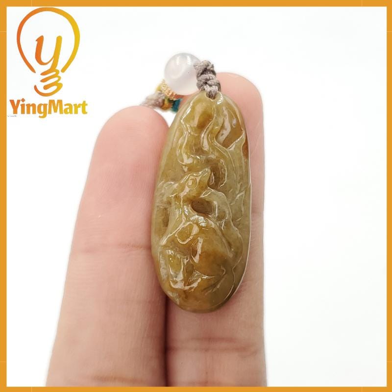 Yingmart Natural Jade Giraffe Genuine Jadeite Real Jade Grade A Type A Hand Craving