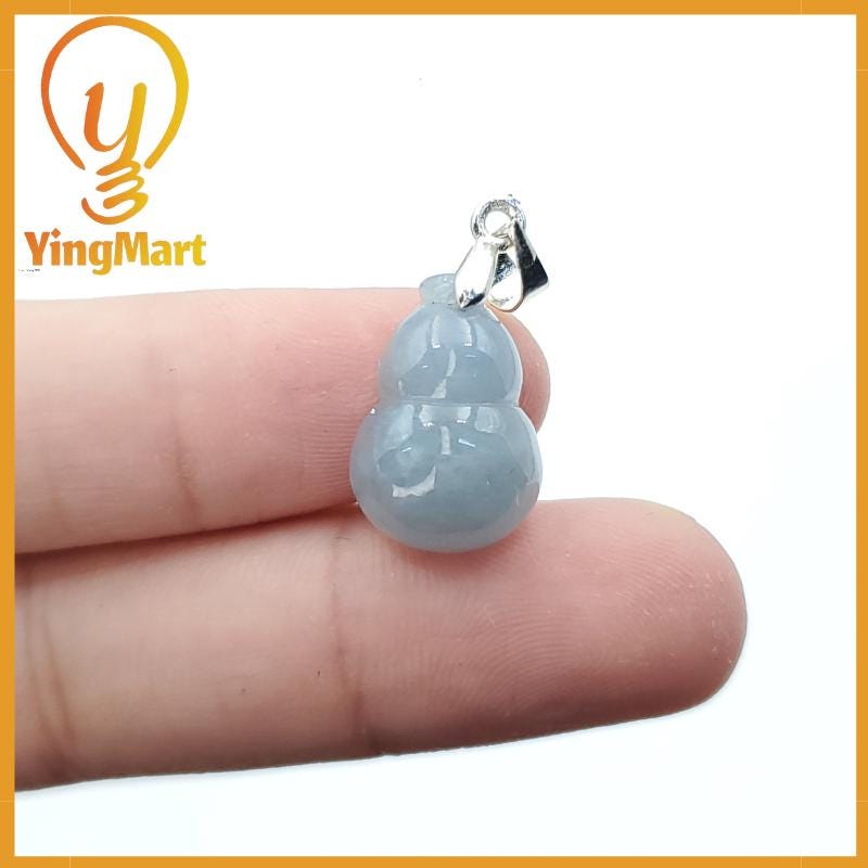 Natural Genuine Light Blue Hulu Jadeite Jade Grade A Hand Craving Pedant with Hook setting