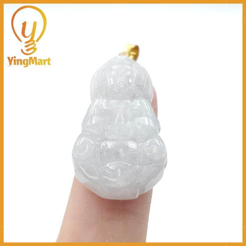 Guan Yin With Flower Jade Pendant 100% Genuine Jadeite Real Jade Type A Grade A Hand Carved,  Lucky Pendant, Jade Necklace Pendant