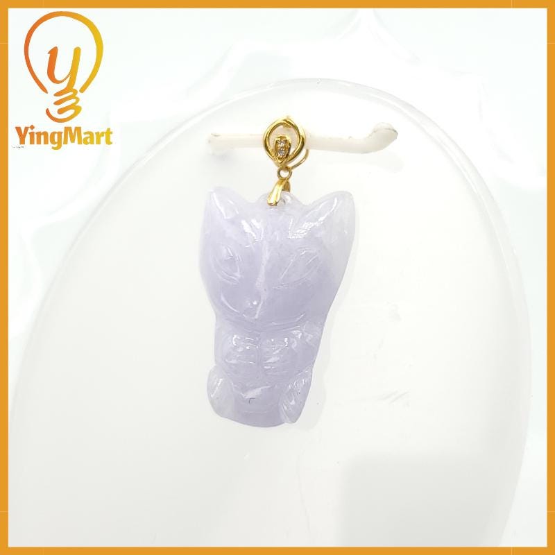 100% Natural Jade Nine - Tailed fox Pendant Hand Carved  Burmese Myanmar Genuine Jadeite Real Jade Type A, Lucky Pendant, Jade Necklace