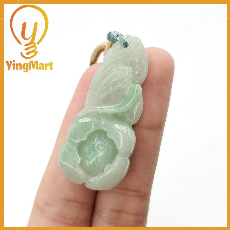 Yingmart Natural Jade Lotus Flower Genuine Jadeite Real Jade Grade A Type A Hand Craving