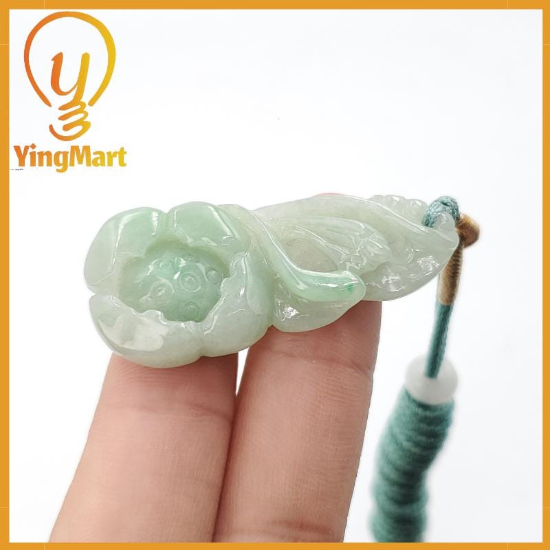 Yingmart Natural Jade Lotus Flower Genuine Jadeite Real Jade Grade A Type A Hand Craving